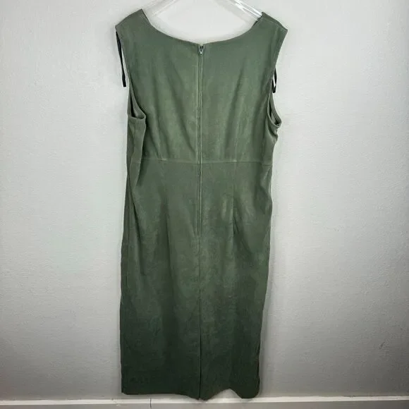 Sag Harbor Women's Jacket & Dress 2 Piece Suit Set Solid Olive Green - Picture 6 of 15